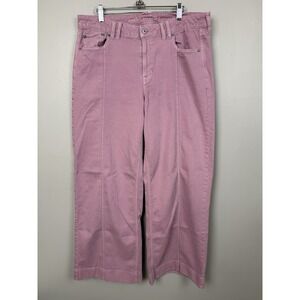 American Eagle Jeans Womens 14 Pink Low Rise Baggy Wide Leg Stretch Denim